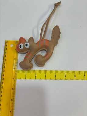 Pleather Cat Charm in Tan with Orange Accents